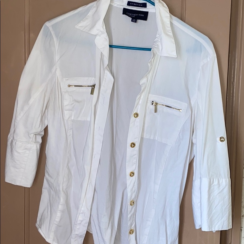 White and gold dress shirt MAKE AN OFFER❗️